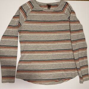 LL Bean Striped Waffle Long Sleeve Top